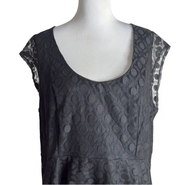 Lane Bryant Plus Size Black Lace Tulle Midi Dress Womens 28 Whimsigoth Flared - Image 9