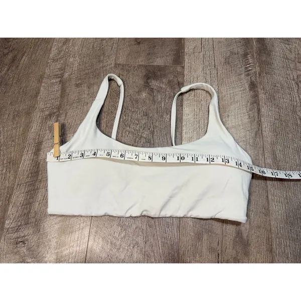 Crz Yoga Women Cream White Athletic Sports Bra Scoop Neck Workout Top - Image 3