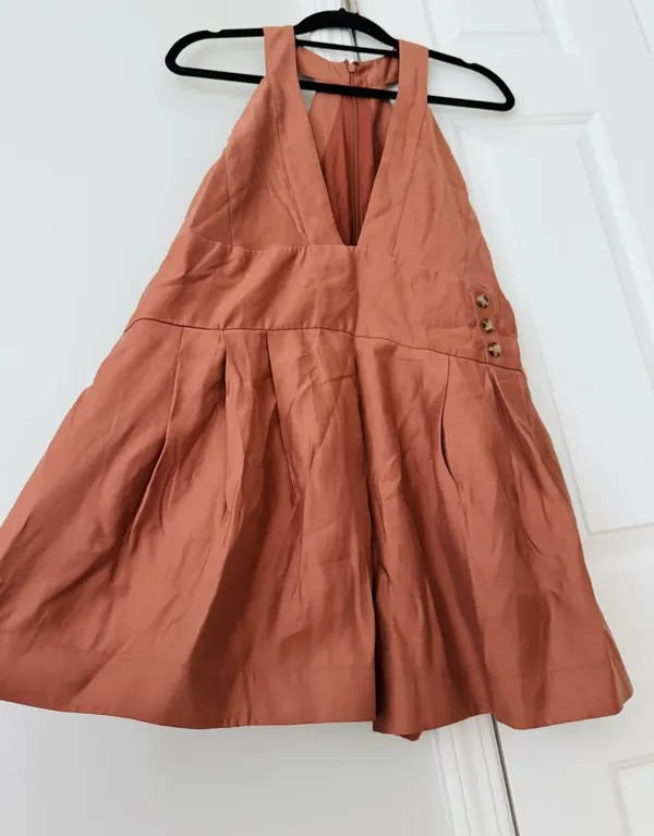 Anthropologie Sleeveless V-neck Pinafore Romper, Size S - Image 7