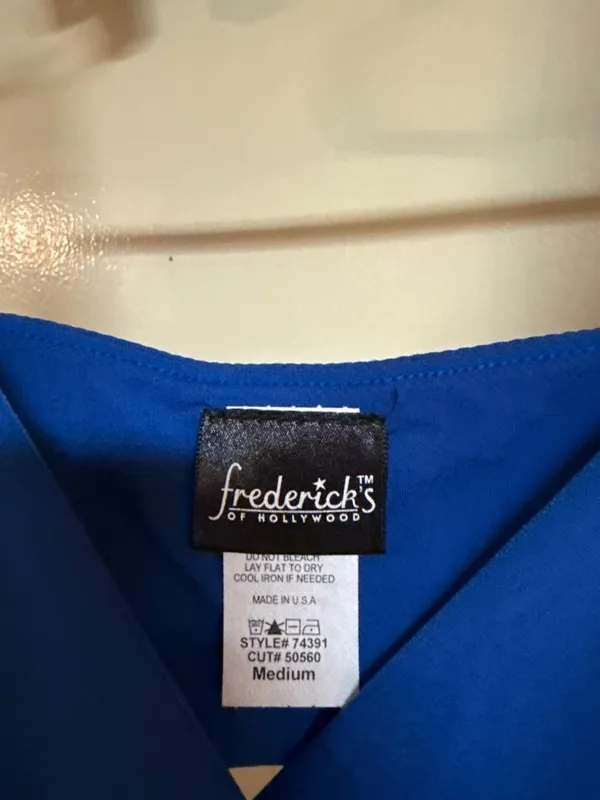 Fredericks Of Hollywood Blue Ruched Back Bodysuit Medium Nylon Blend - Image 3