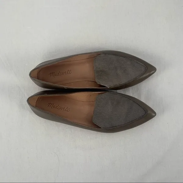 Madewell Calf Hair Pointed Toe Slip On Loafers in Grey‎ Size 8 - Image 2