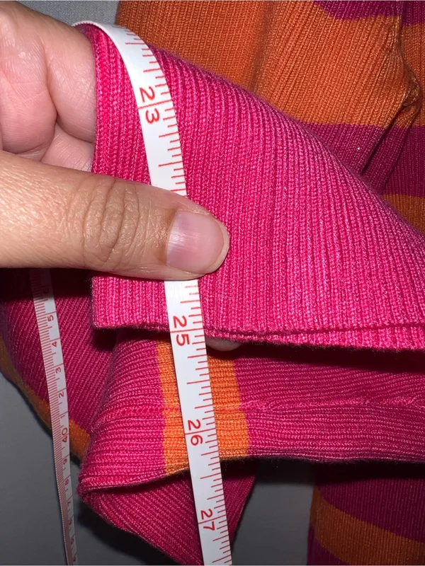 Striped Orange and Fuchsia Knit on‎ Dress flared sleeves small - Image 10