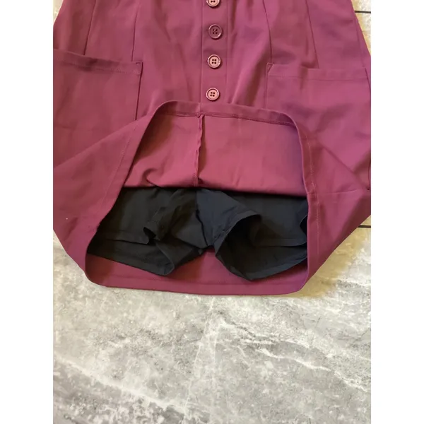 Halara NWOT Burgundy Button Front Athletic Skort with Pockets Womens L Wine Red - Image 5
