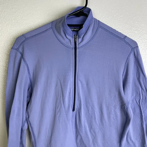 Vtg Patagonia R1 Stretch Top Medium Womens Iolite Mulberry Half Zip Outdoors USA - Image 3