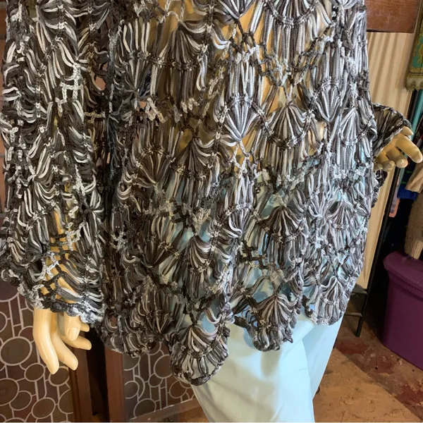 Lisa International Grays And Light Blues Crochet Sheer Tunic (1x) - Image 8