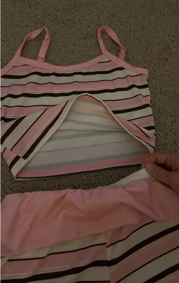 Shorts Set Shein Striped Crop Top  - Image 3