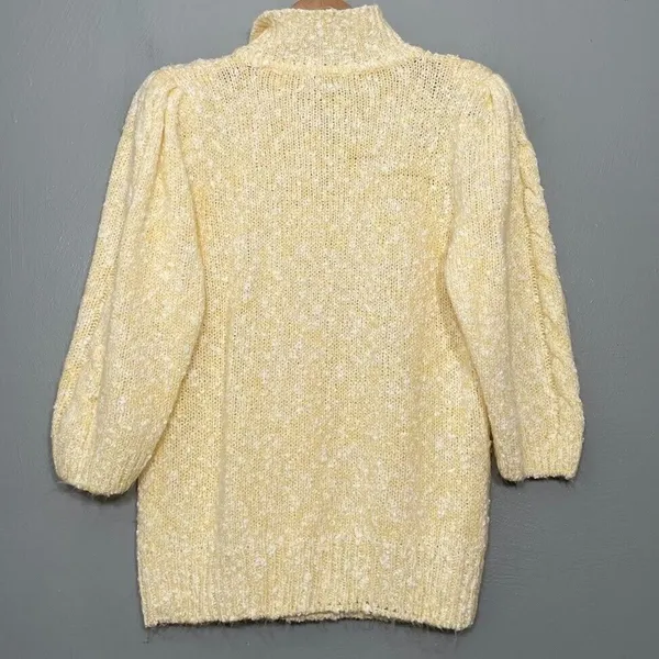 Vintage Butter Yellow Fits Size Small Sweater Cottage Boucle Knit Romantic Boho - Image 5