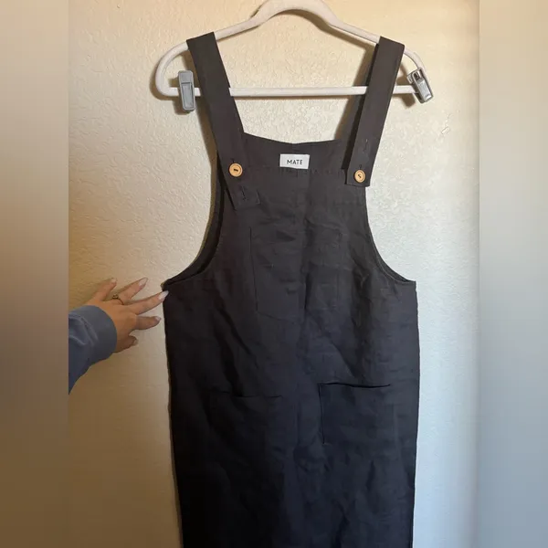 Mate the‎ Label Maya Linen Overalls Jumpsuit Size medium black lagenlook - Image 4
