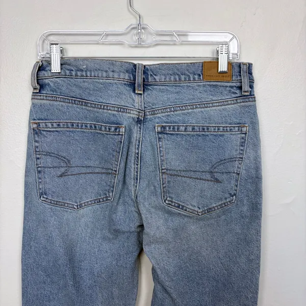 American Eagle '90s Bootcut Jean Faded Indigo Split Hem Y2K Streetwear‎ Size 4 - Image 6