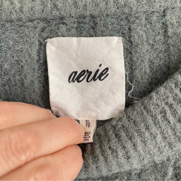Aerie Buttercream Ribbed Oversized Sweater Green XL Soft Crewneck Pullover - Image 10