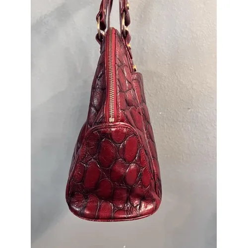 Elaine Turner Red Crocodile Embossed Leather Satchel Handbag Gold Hardware‎ - Image 3