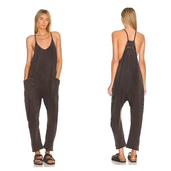 Free People FP Movement Hot Shot Onesie‎ Womens XS Washed Black Relaxed Jumpsuit - Image 2