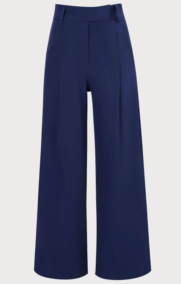 Rihoas Navy High Waisted Pockets Straight Pants - Image 4