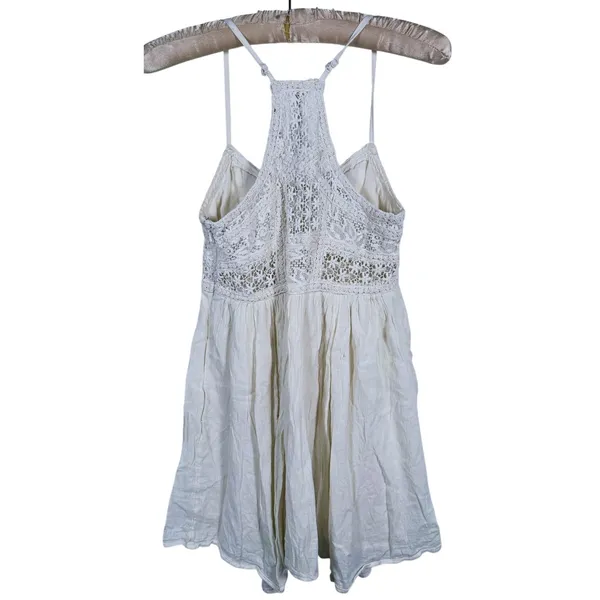 Vintage Y2K American Eagle Babydoll Mini Dress XS Cream Boho Country Concert - Image 3