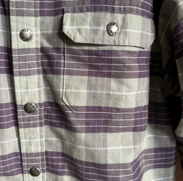 The North Face men’s purple and grey plaid insulated flannel - Image 5