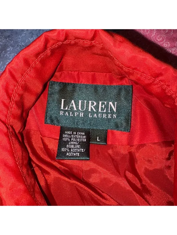 Lauren Ralph Lauren Vintage Red Polyester Trench Coat, Woman’s Size Large - Image 6