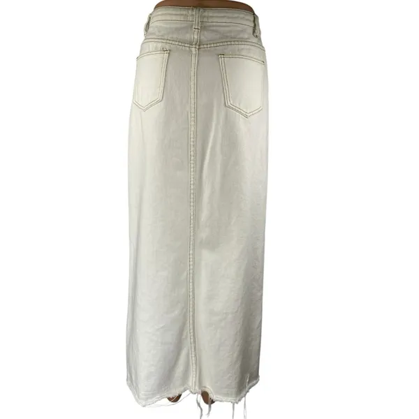 White Fox Women's White High Waisted Split Front Midi Denim Jean Skirt Size XS - Image 3