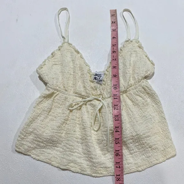 Princess Polly Cream Textured Babydoll Tank Top Size 0 Coquette Boho Y2K - Image 7