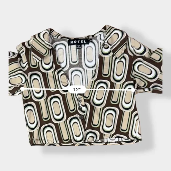 MOTEL Rocks Portia Crop Top in Retro Spot Brown‎ Size XS - Image 4