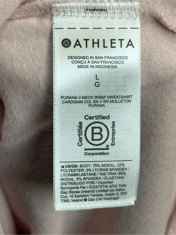 Athleta Purana V-Neck Wrap Sweatshirt Pink Size Large NWT $89 - Image 10