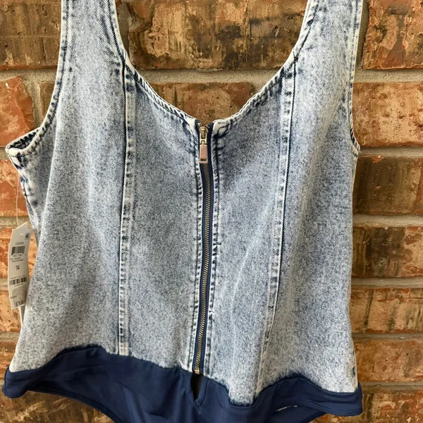 CULPOS x INC Denim Bodysuit Acid Wash Y2K Festival Retro 90s Sz 14 NEW $79.50 - Image 8