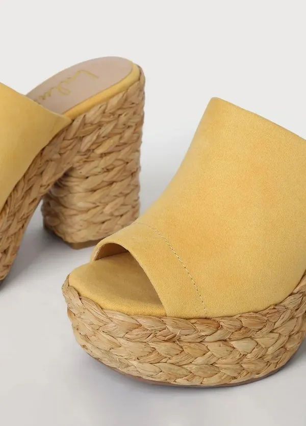 Lulus Ervyn Suede Raffia Platform Slide Sandals - Image 4
