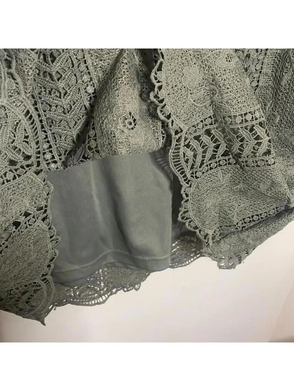 Tea n rose green lace crochet short sleeve midi dress prairie boho modest - Image 5