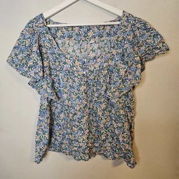 Old Navy Oversized Springtime Floral-Print Square-Neck Top Casual Multicolor - Image 10