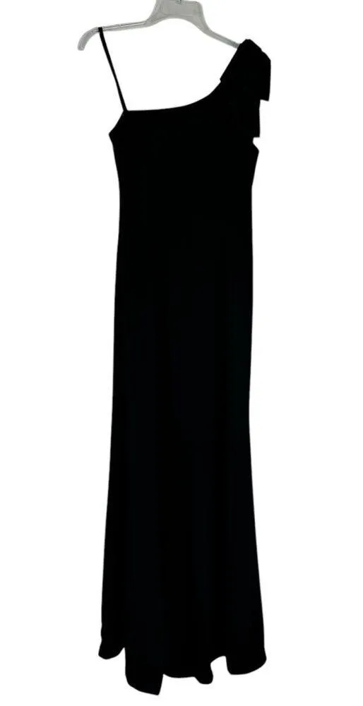 Eliza J Satin Bow One Shoulder Long Formal Dress Black Size 4 - Image 7