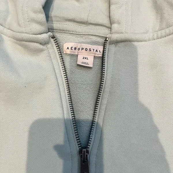 Aeropostale Women’s 2XL Light Green /‎ Blue Sweatshirt Hoodie w/ Pockets Zip Up - Image 3
