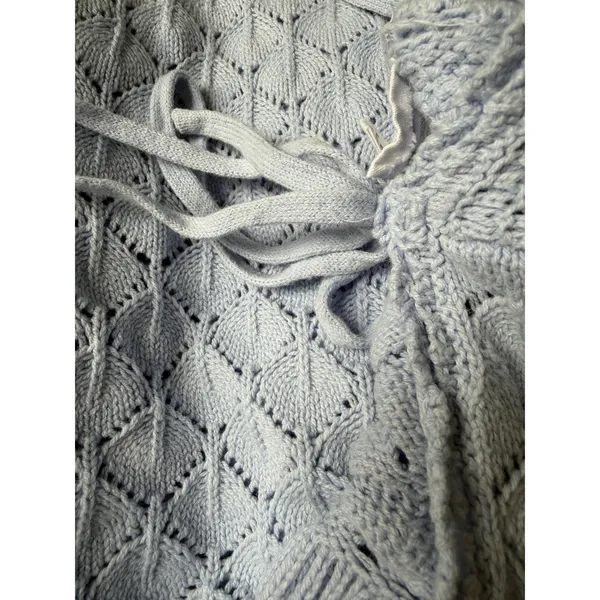 Olive+ Oak Light Blue Pointelle Knit 2 Piece Set Tie Front Crop‎ Top Midi Skirt - Image 9