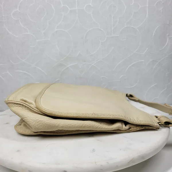Vintage Fossil Crossbody Bag #75082 Medium Cream Soft Leather Adjustable Strap - Image 12