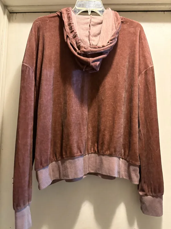 Knox Rose hooded brown velour shirt, XL - Image 2