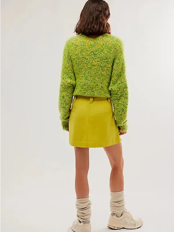 Free People Can't Blame Me Linen Mini Skirt Citronelle 2 Small Summer Dopamine - Image 6