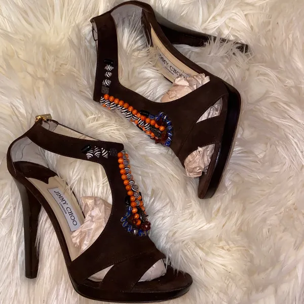 🎉HP🎉 JIMMY CHOO Seashell & Beaded Heels SZ 9 - Image 2