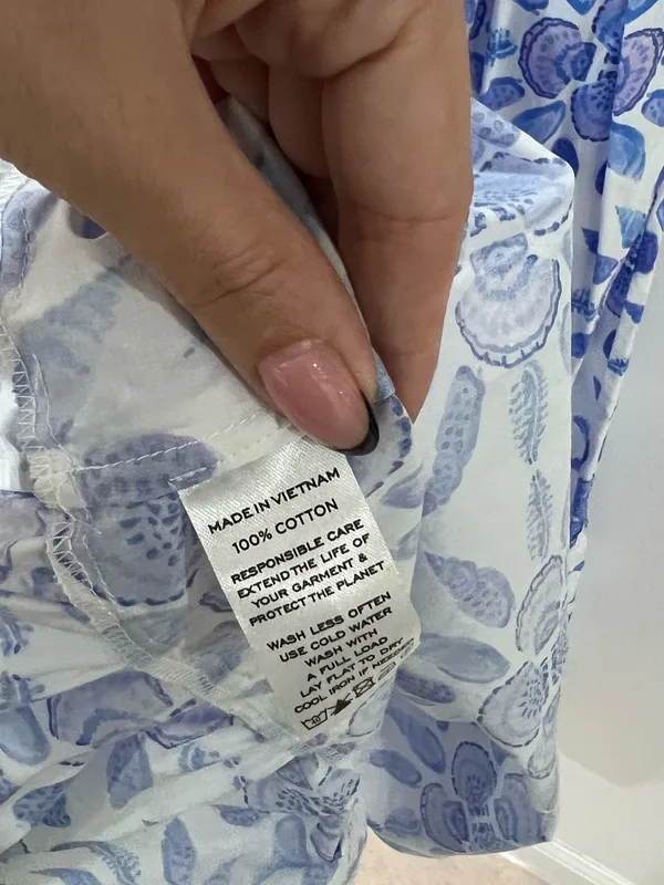 Hill House Home Blue White Floral Nap Dress S Cottagecore Puff Sleeve - Image 3