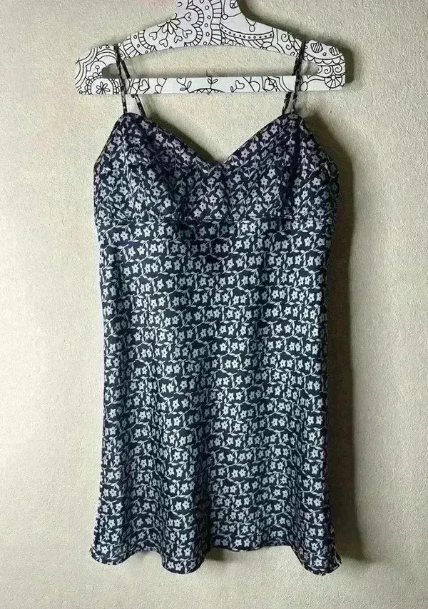 Free People On Our Radar Slip Dress Navy Combo size Medium - Image 2
