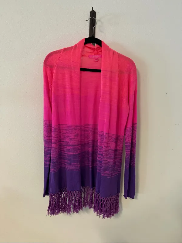 Lilly Pulitzer Tatum Cardigan Fringe Ombre Pink Purple - Image 5