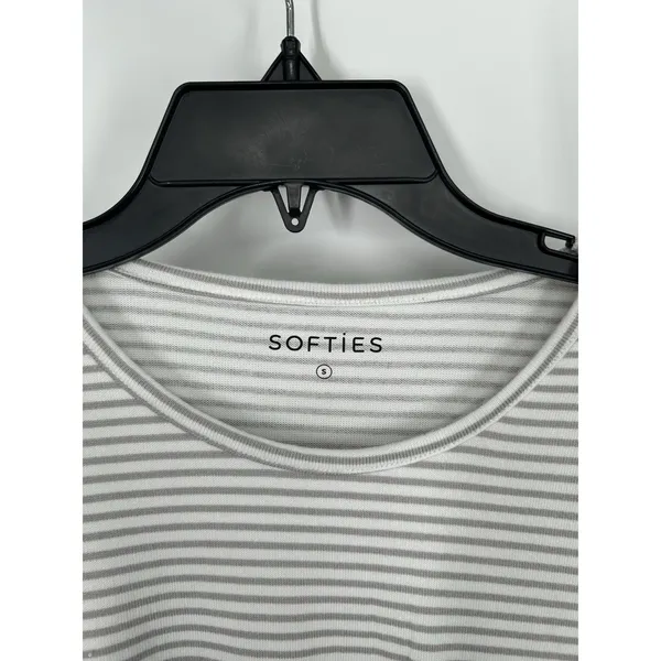 Softies Dream Jersey Grey Stripe Cap Sleeve Crew Tee Capri Matching Lounge Set S - Image 3