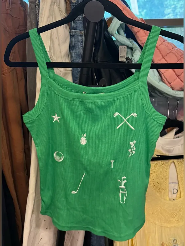 NWT Anthropologie The Forecast Agency Printed Scoop Tank Top - Kelly Green - M - Image 6