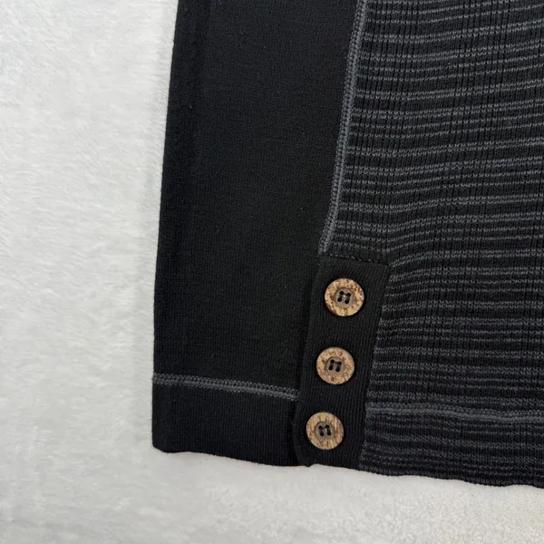 prAna Women Black Gray Striped Wool‎ Blend Funnel Neck Sweater Dress Small - Image 6