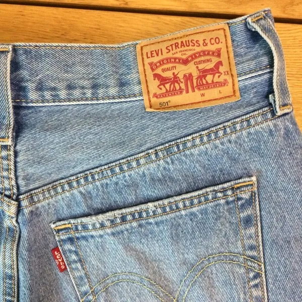 Levi’s 501 distressed Jean shorts button fly 29 medium wash - Image 5