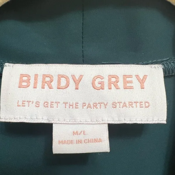 Birdy Grey Robe Dress Ruffle Detail Waist Tie Emerald Green Size M / L - Image 7