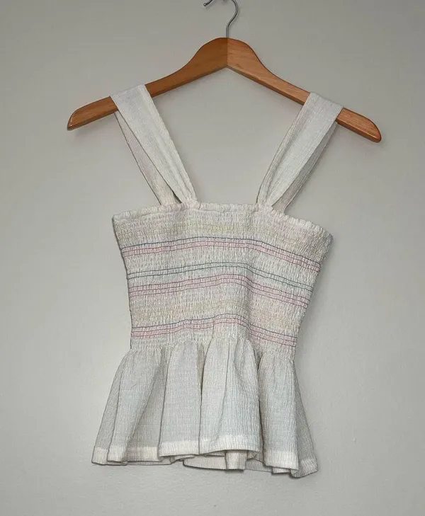 Madewell Rainbow Smocked Peplum Tank - Image 5
