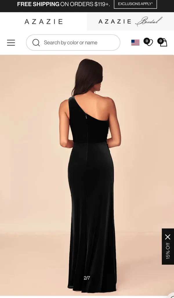 Azazie Black Velvet Dress - Image 2