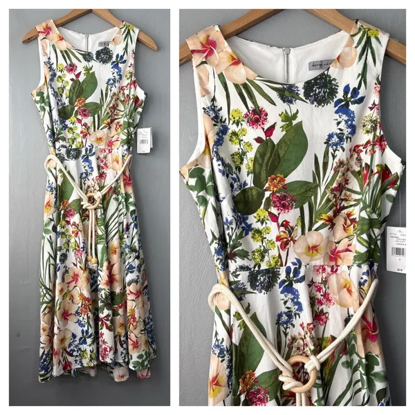 Danny & Nicole Dress Size 6 Floral Sleeveless Midi Romantic Summer Garden Party - Image 2