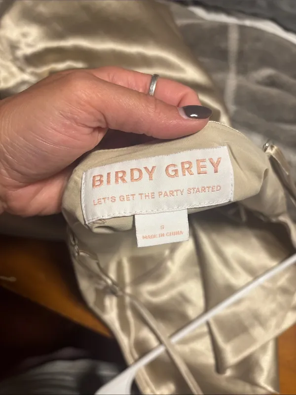 Birdie Grey Simple Gold Metallic Slip Dress - Image 3