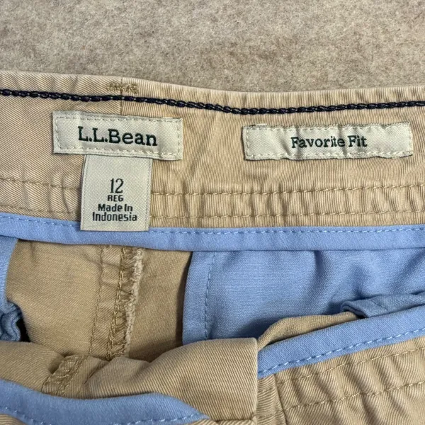 LL Bean Favorite Fit Chino Pants Tan Khaki Straight Leg 12 Reg‎ Preppy Academia - Image 4