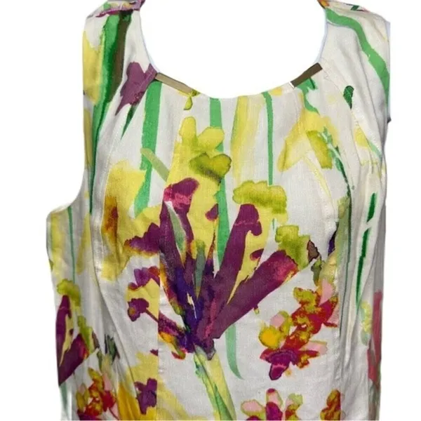 Calvin Klein Womens Multicolor Floral Sleeveless Back‎ Zip Sheath Dress SZ 14 - Image 4