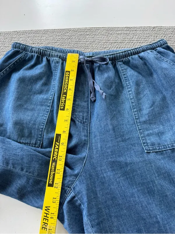 L.L. Bean Drawstring Waist Soft Drapey Denim Wide Leg Jeans Large - Image 5
